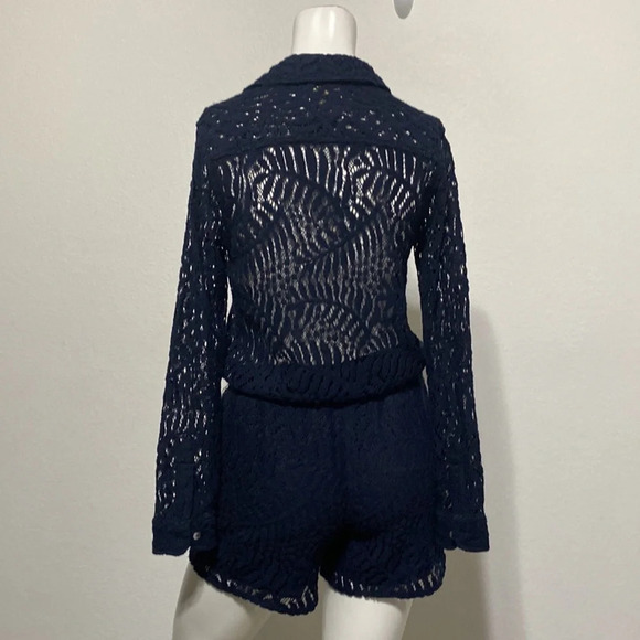 Maison Scotch Jolie Vagabond Navy Lace Crochet Romper Size S - Picture 5 of 9